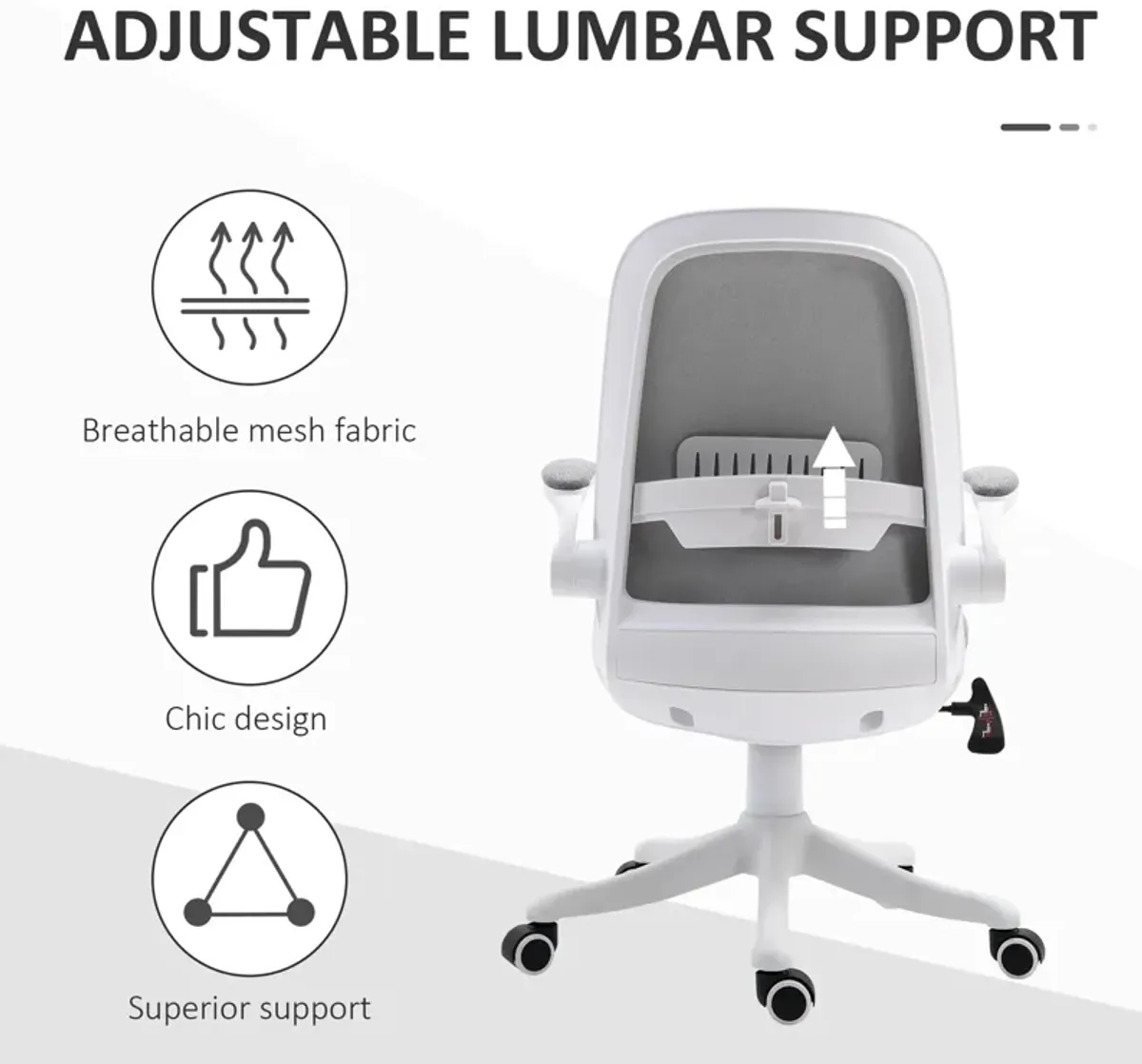 Grey Task Seater: Linen-Touch Fabric Office Chair with Adjustable Arms