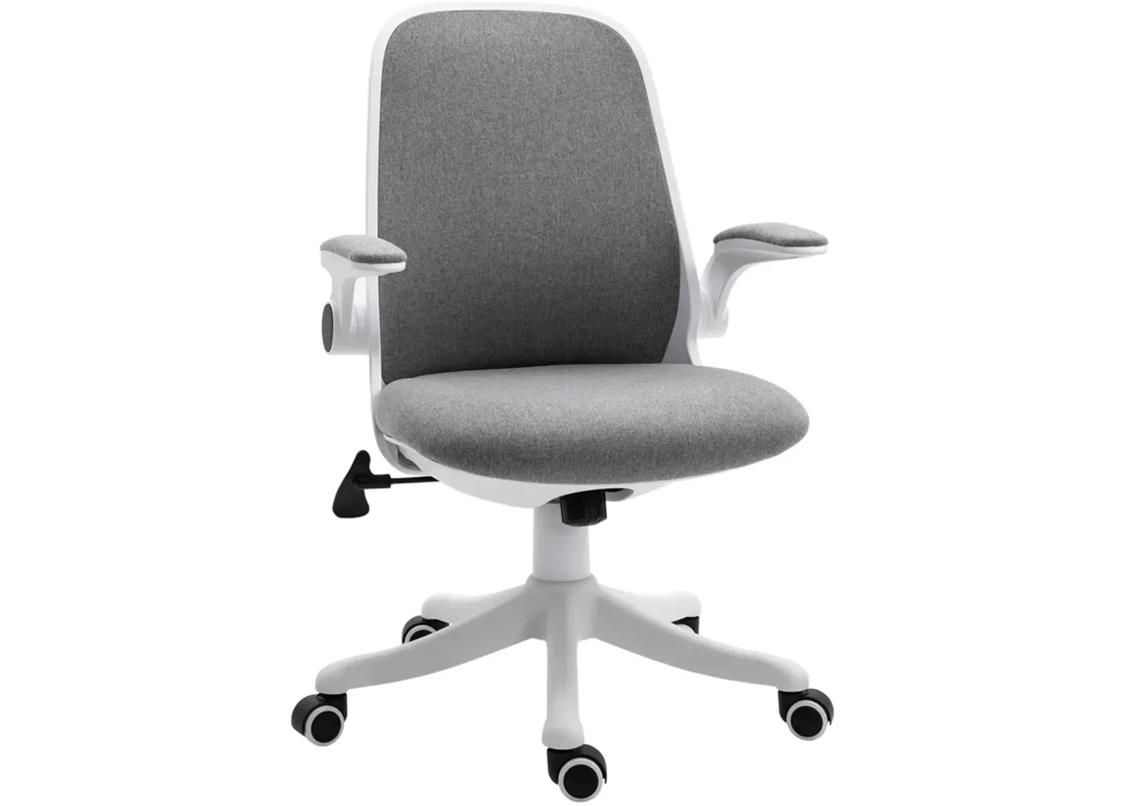 Grey Task Seater: Linen-Touch Fabric Office Chair with Adjustable Arms