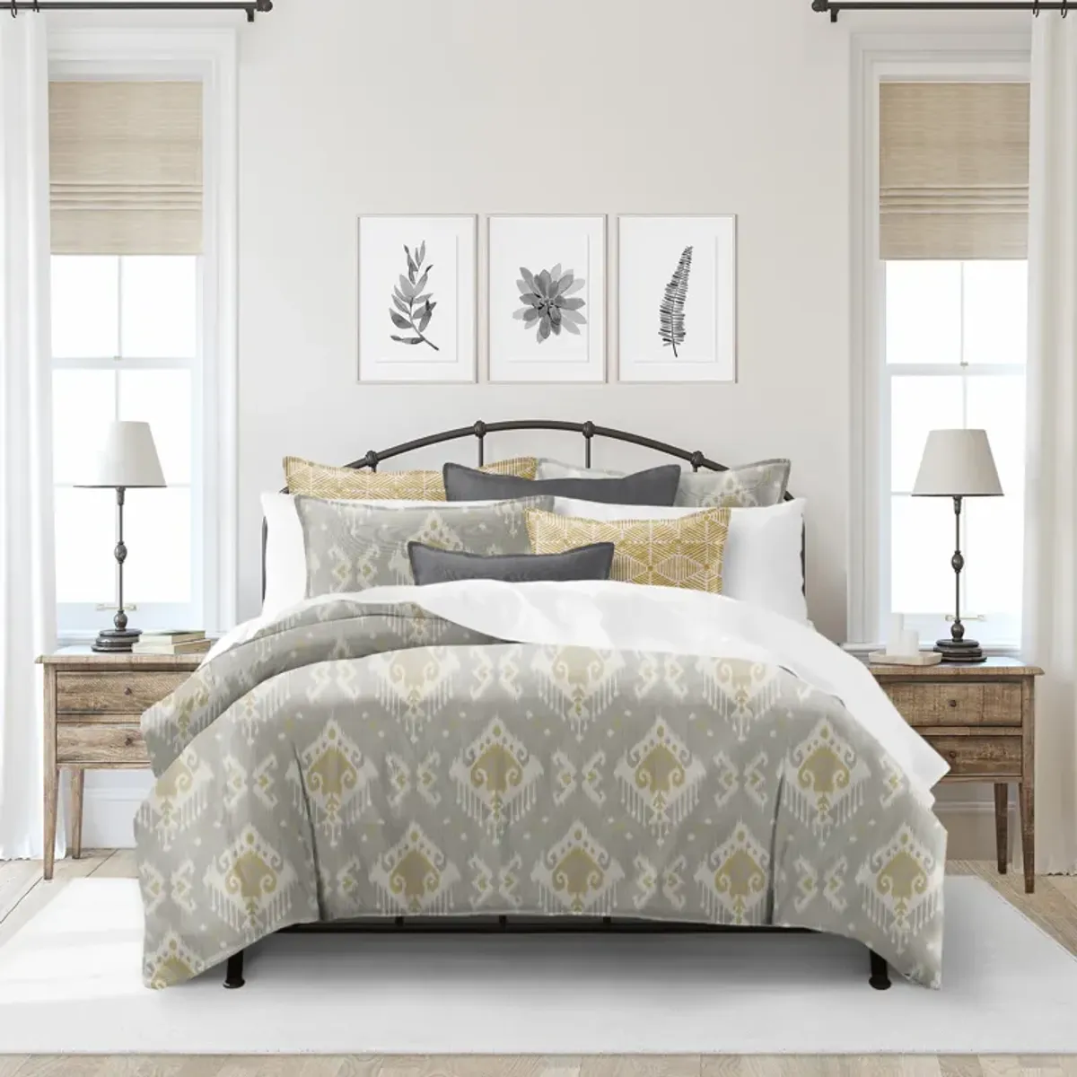 6ix Tailors Fine Linens Mahal Gray Duvet Cover Set