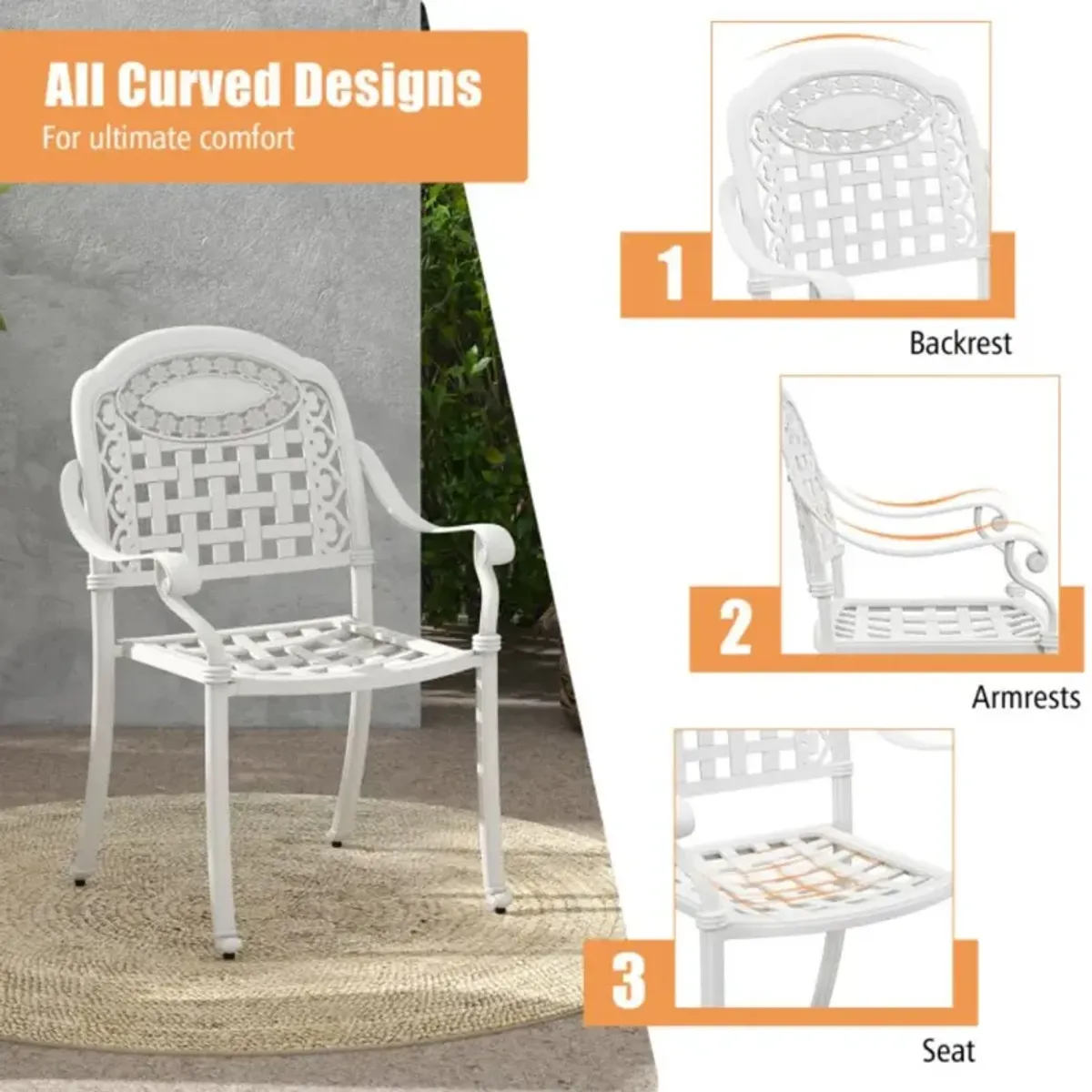 Hivvago Cast Aluminum Patio Chairs Set of 2 with Armrests