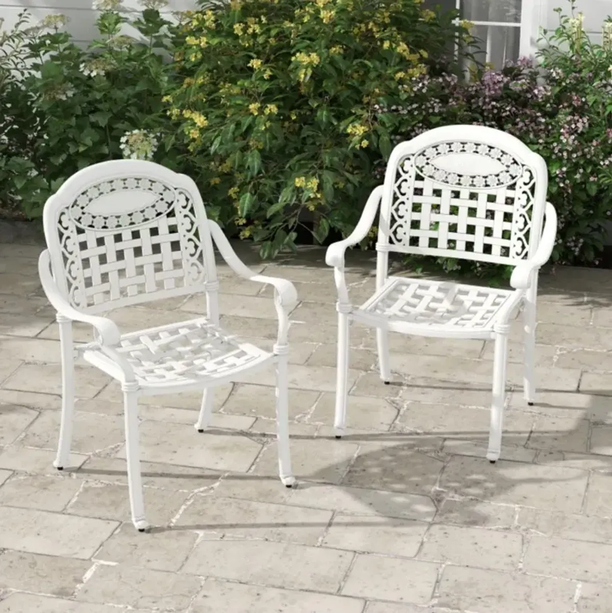 Hivvago Cast Aluminum Patio Chairs Set of 2 with Armrests