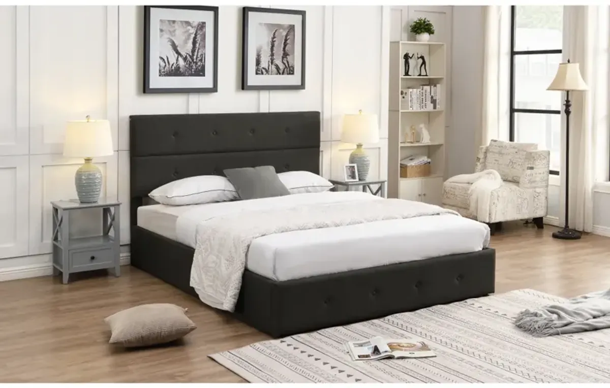 Upholstered Platform Bed With Underneath Storage, Queen Size