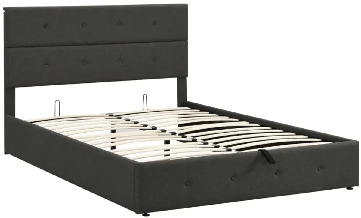 Upholstered Platform Bed With Underneath Storage, Queen Size