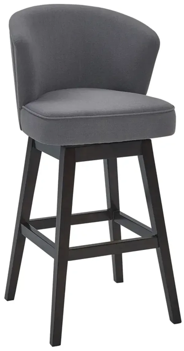 Brandy  Counter Height Swivel Tan Fabric and Espresso Wood Bar Stool