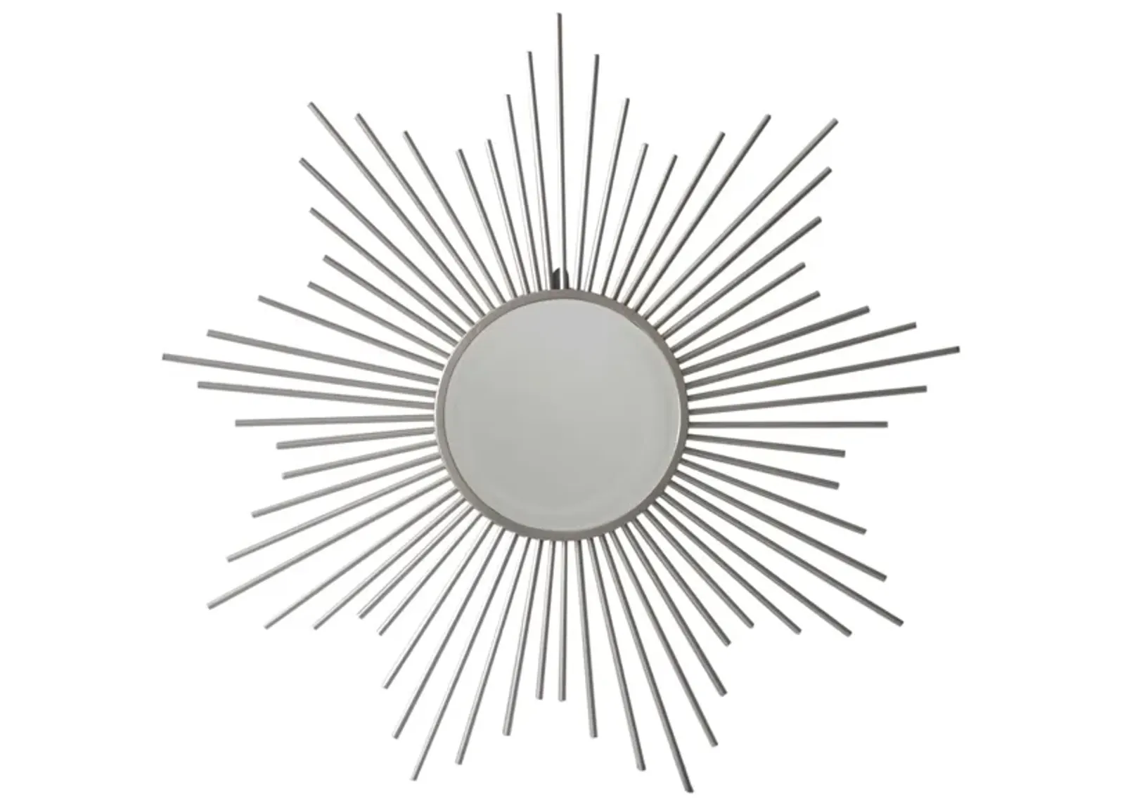 32" Silver Sunburst Metal Framed Round Center Mirror