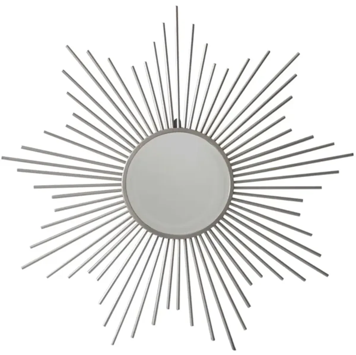 32" Silver Sunburst Metal Framed Round Center Mirror