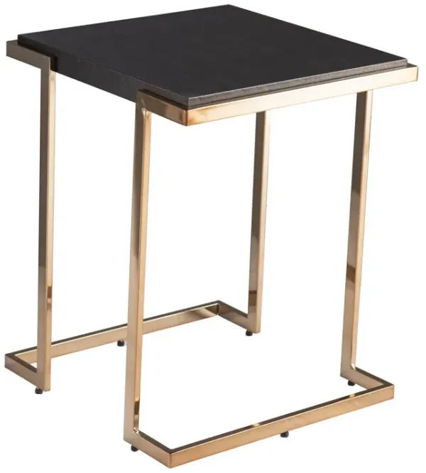 Hivvago 24" Black Geometric Metal Square End Table