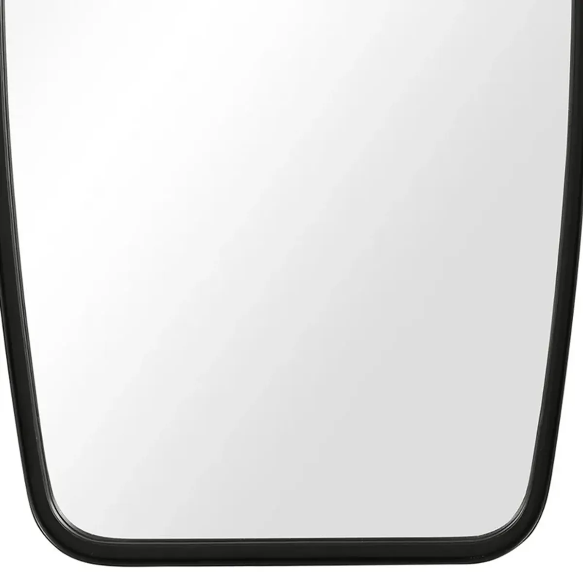 Rectangular Metal Frame Mirror with Curved Edges, Black - Benzara