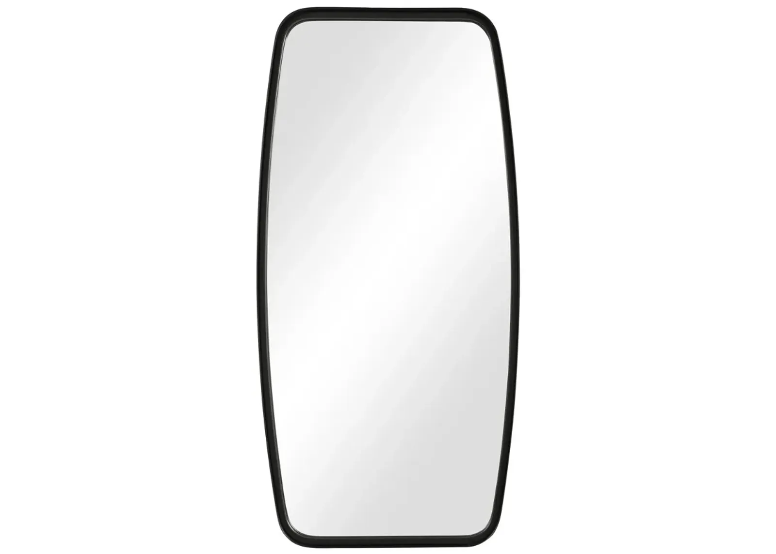 Rectangular Metal Frame Mirror with Curved Edges, Black - Benzara