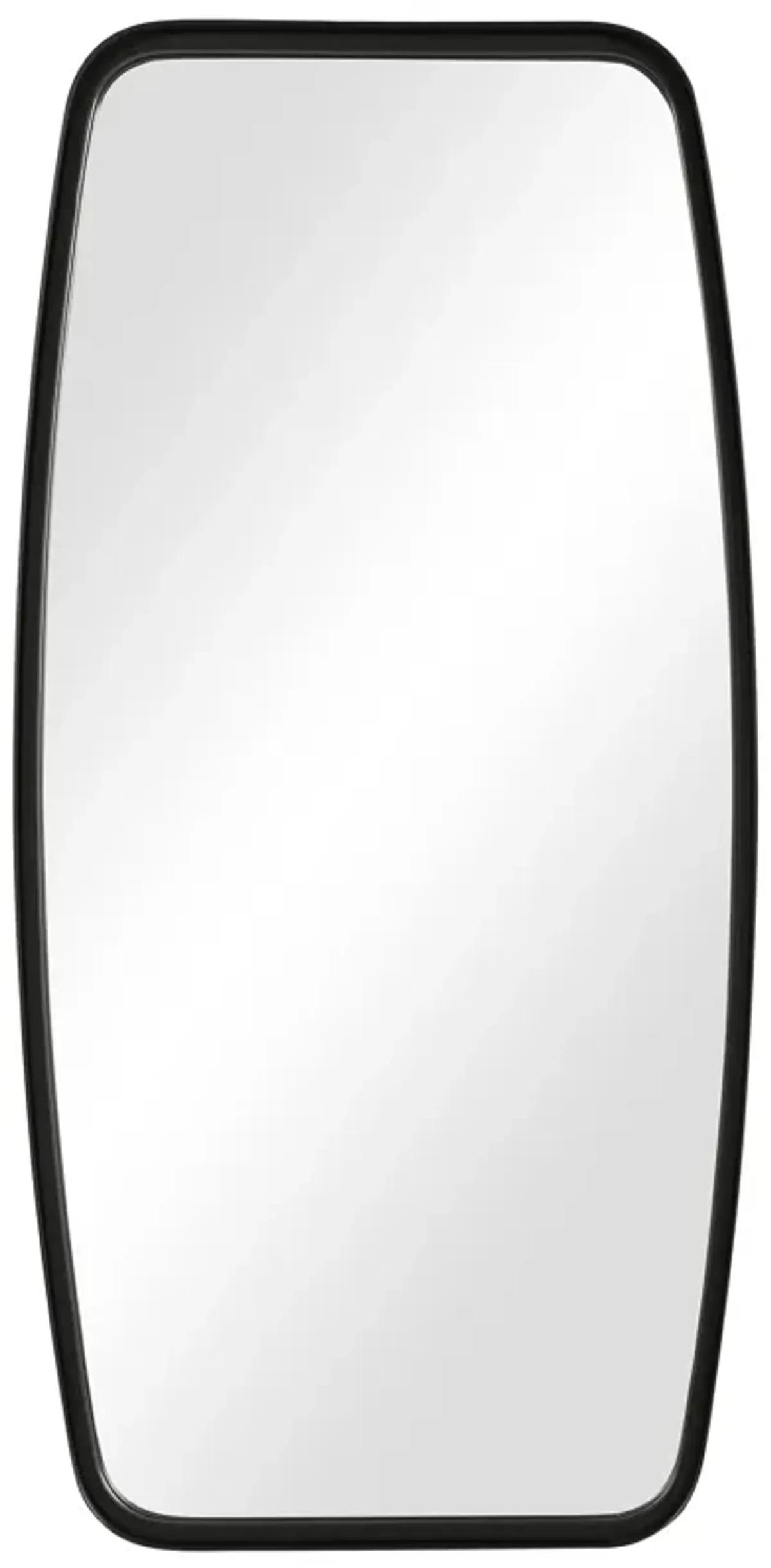 Rectangular Metal Frame Mirror with Curved Edges, Black - Benzara