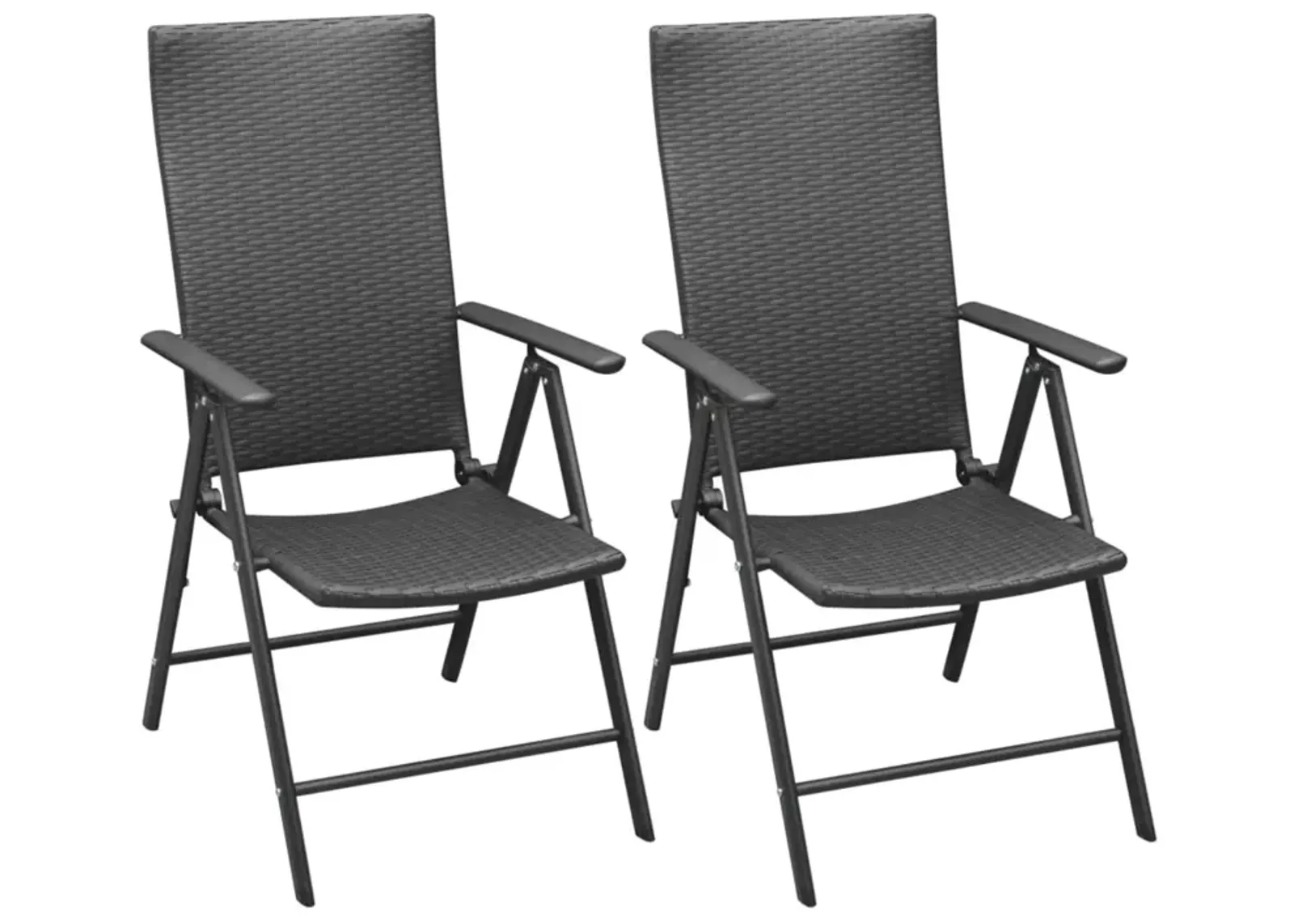 vidaXL Stackable Garden Chairs 2 pcs Poly Rattan Black