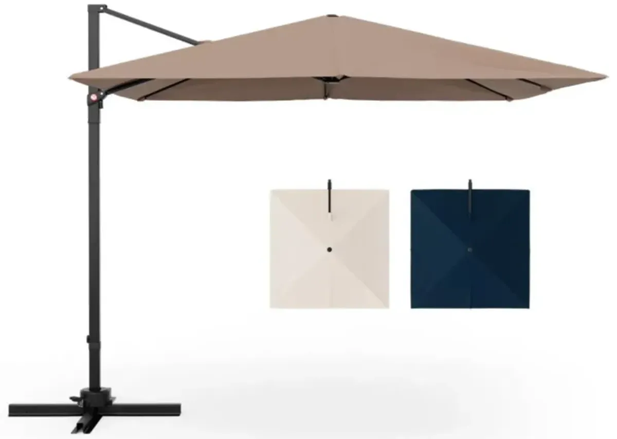 Hivvago 9.5 Feet Square Patio Cantilever Umbrella with 360° Rotation