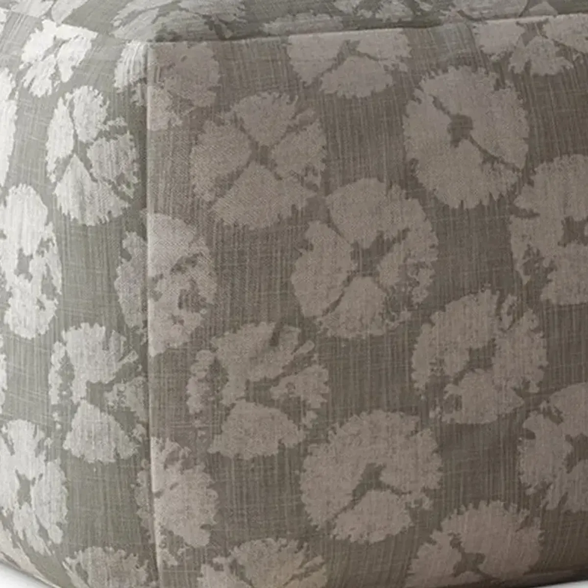 Hivvago 17" Grey Canvas Floral Pouf Ottoman