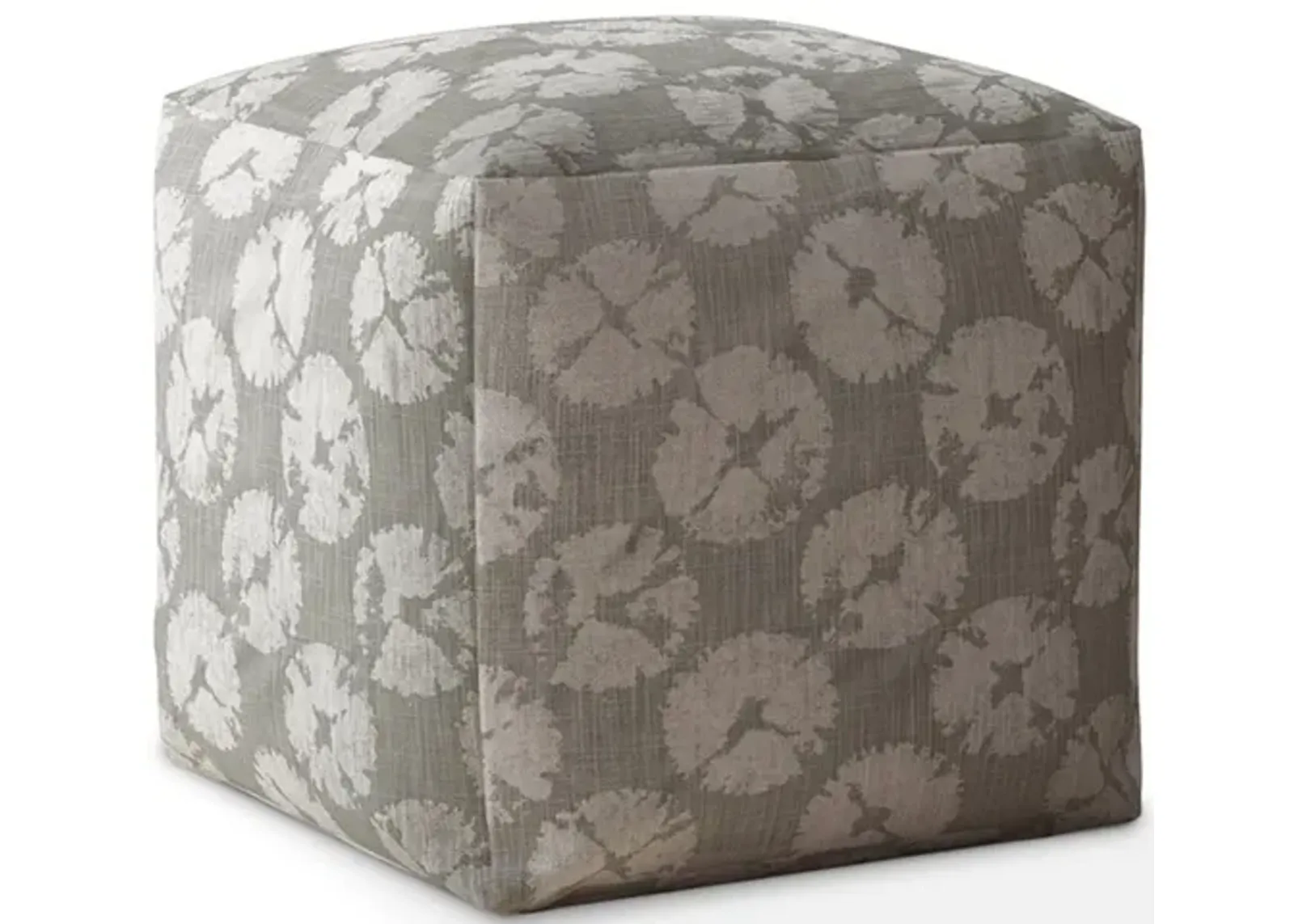 Homezia 17" Grey Canvas Floral Pouf Ottoman