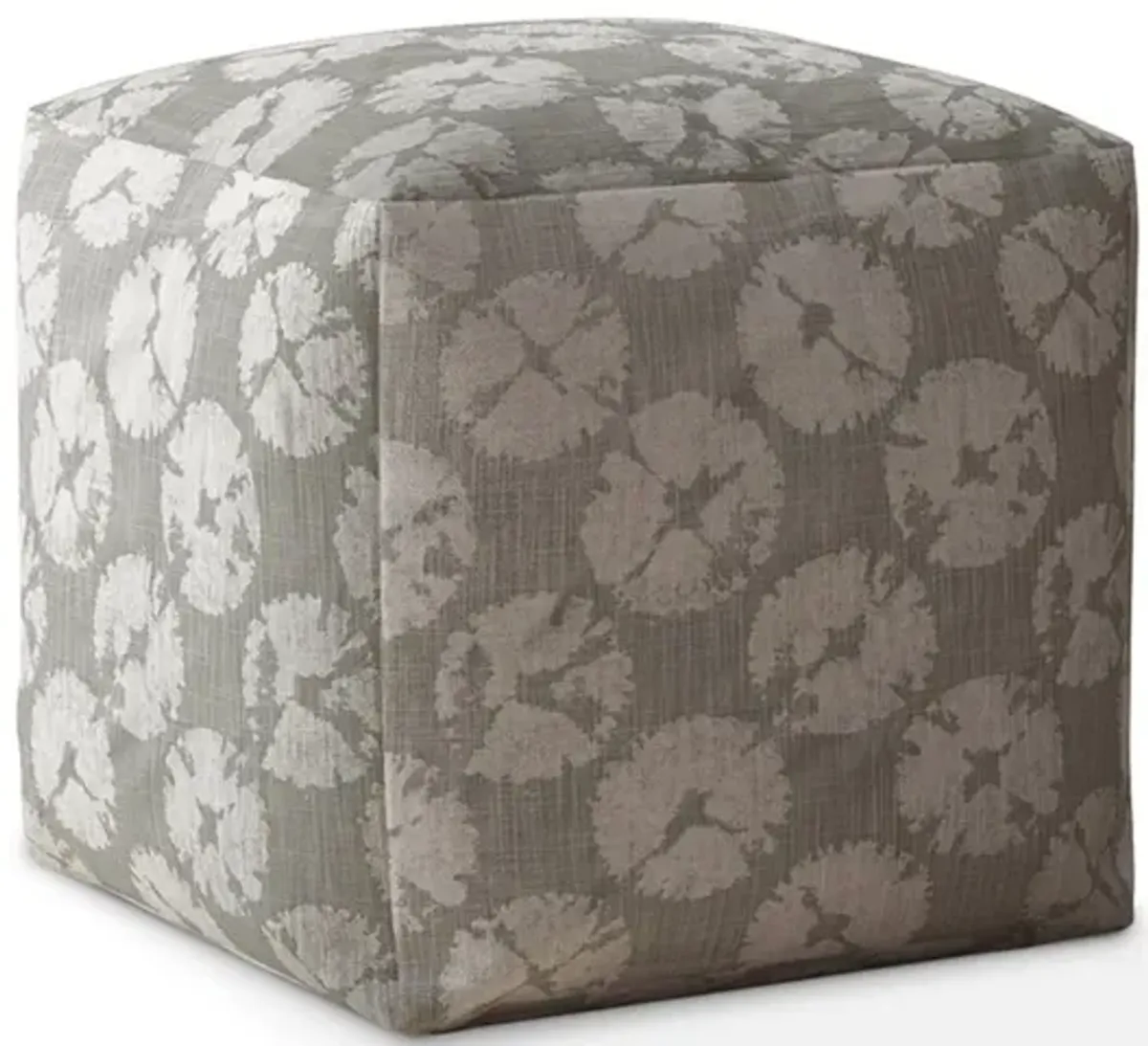 Homezia 17" Grey Canvas Floral Pouf Ottoman