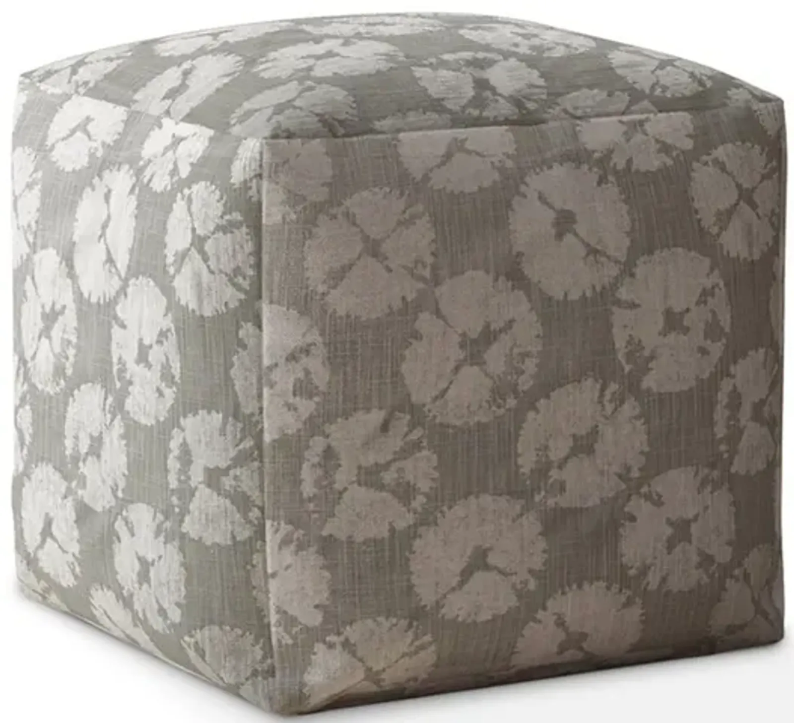 Hivvago 17" Grey Canvas Floral Pouf Ottoman