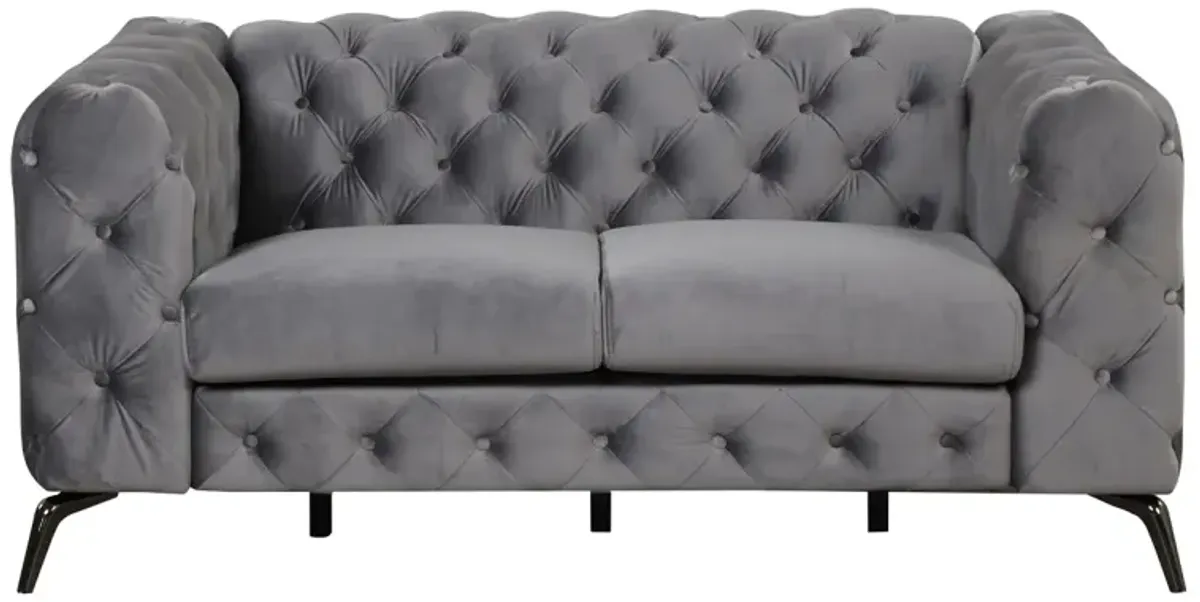 63" Velvet Upholstered Loveseat Sofa, Modern Loveseat Sofa With Button Tufted Back, 2-Person