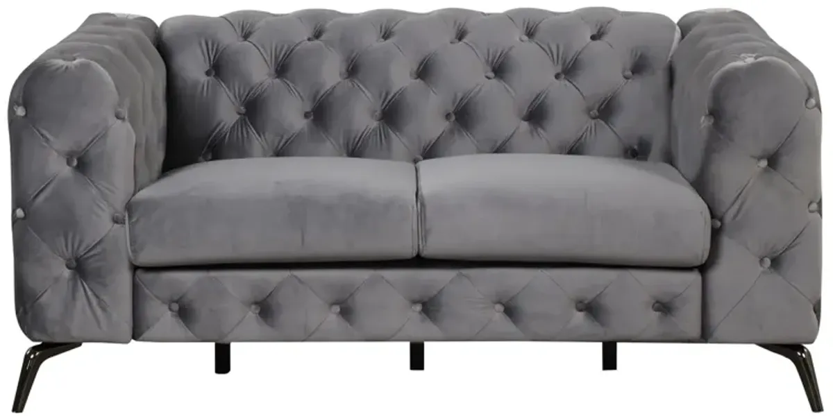 63" Velvet Upholstered Loveseat Sofa, Modern Loveseat Sofa With Button Tufted Back, 2-Person