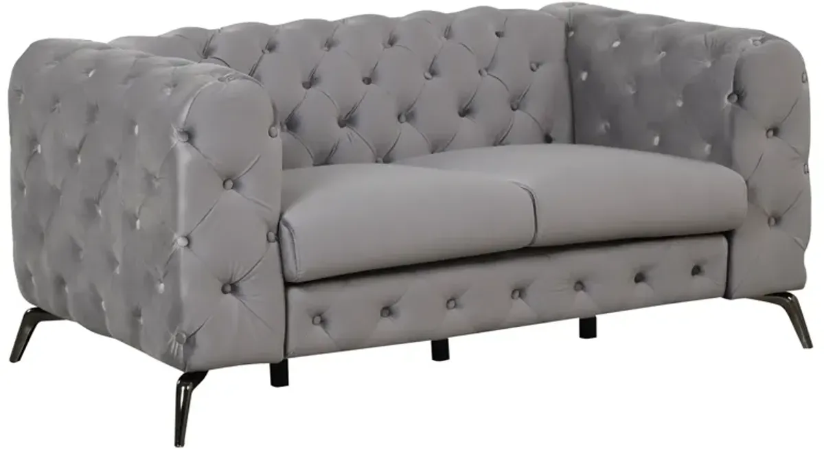 63" Velvet Upholstered Loveseat Sofa, Modern Loveseat Sofa With Button Tufted Back, 2-Person