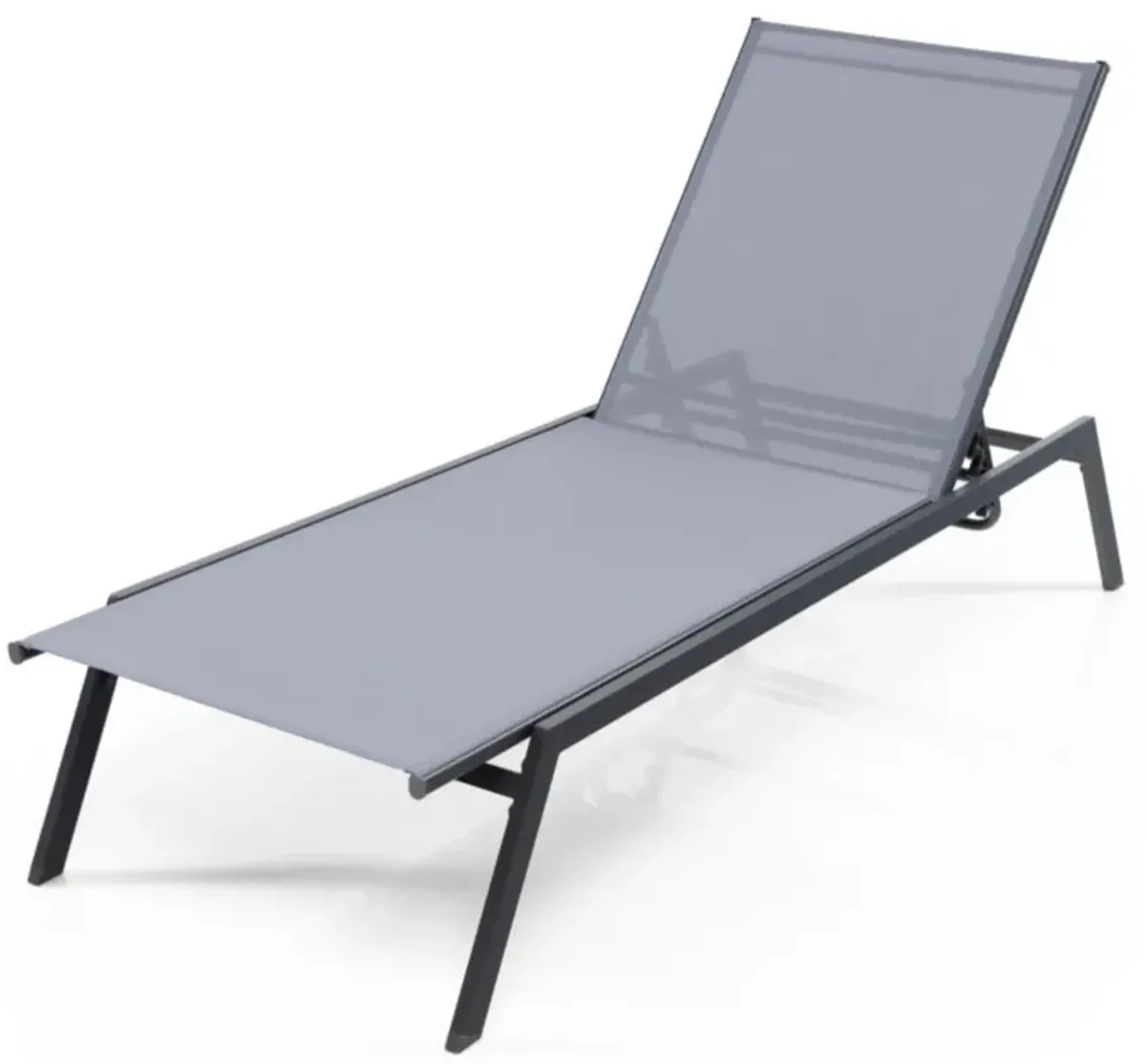 Hivvago Outdoor Adjustable Chaise Lounge Chair with Lay Flat Position and Quick-Drying Fabric