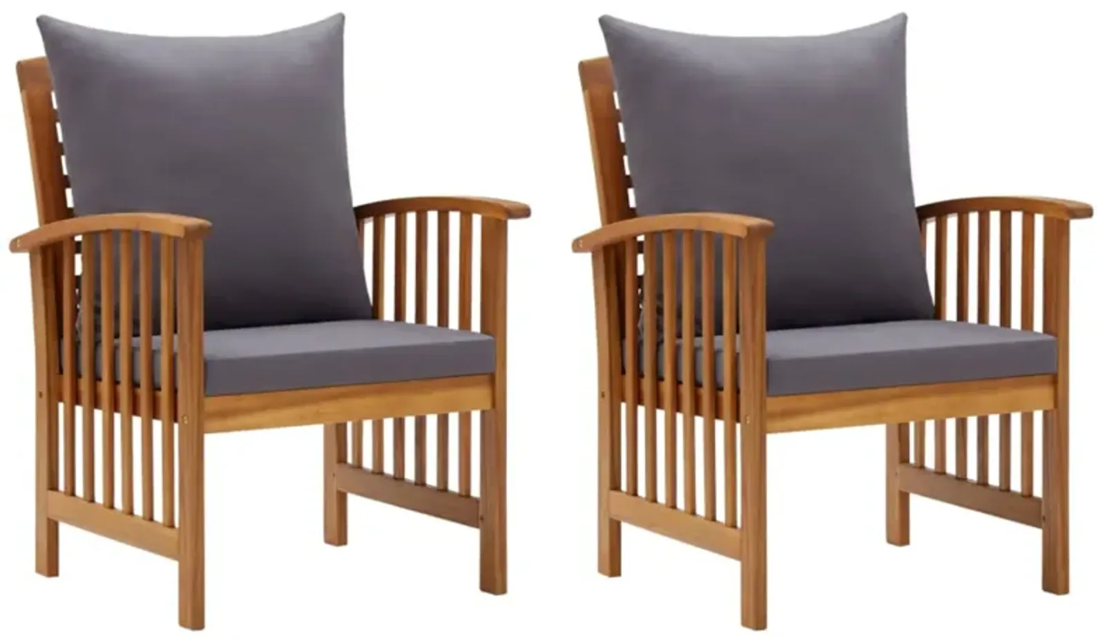 vidaXL Garden Chairs with Cushions 2 pcs Solid Acacia Wood