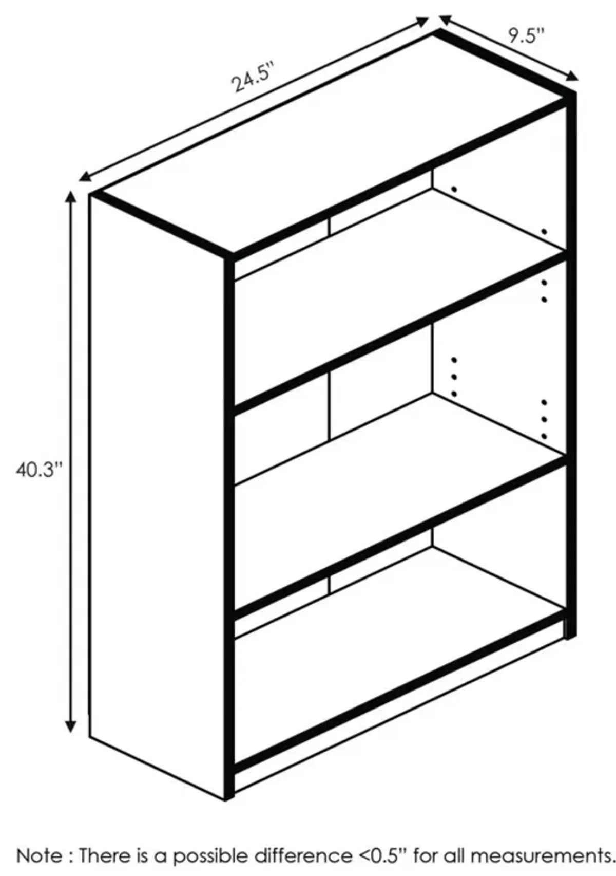 FURINNO JAYA Simple Home 3-Tier Adjustable Shelf Bookcase, Light Blue