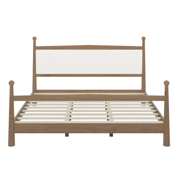 Merax Mid-Century Modern Platform Bed with Upholstered Headboard