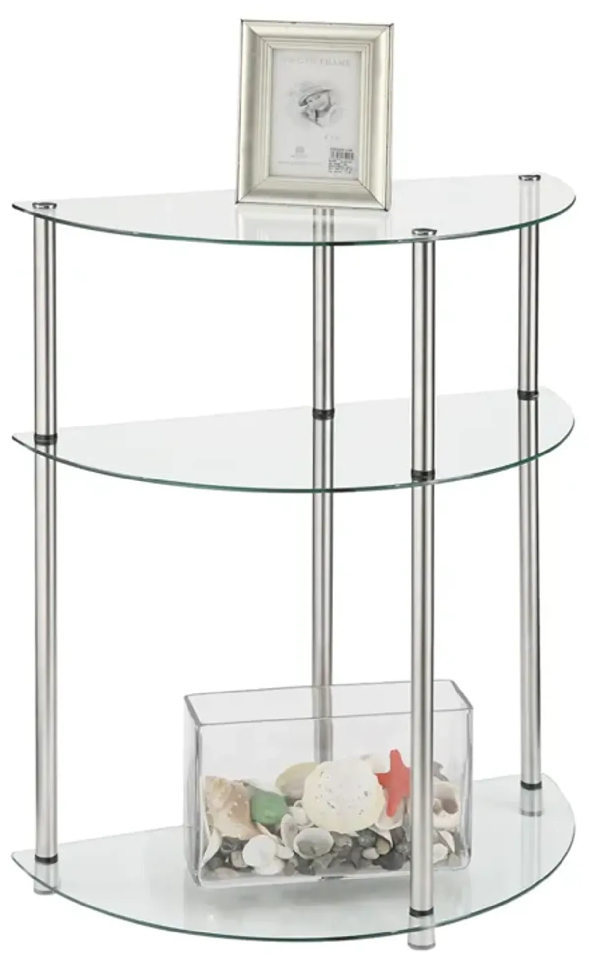 Convenience Concepts Designs2Go Classic Glass 3 Tier Half-Circle Entryway Table, Glass