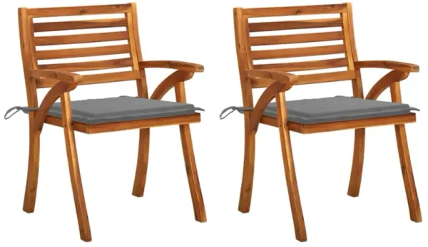 vidaXL Garden Dining Chairs with Cushions 2 pcs Solid Acacia Wood