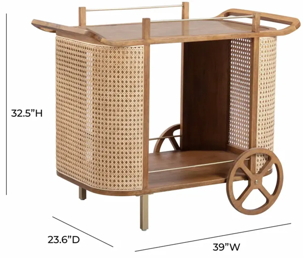 Yuma Natural Rattan Bar Cart