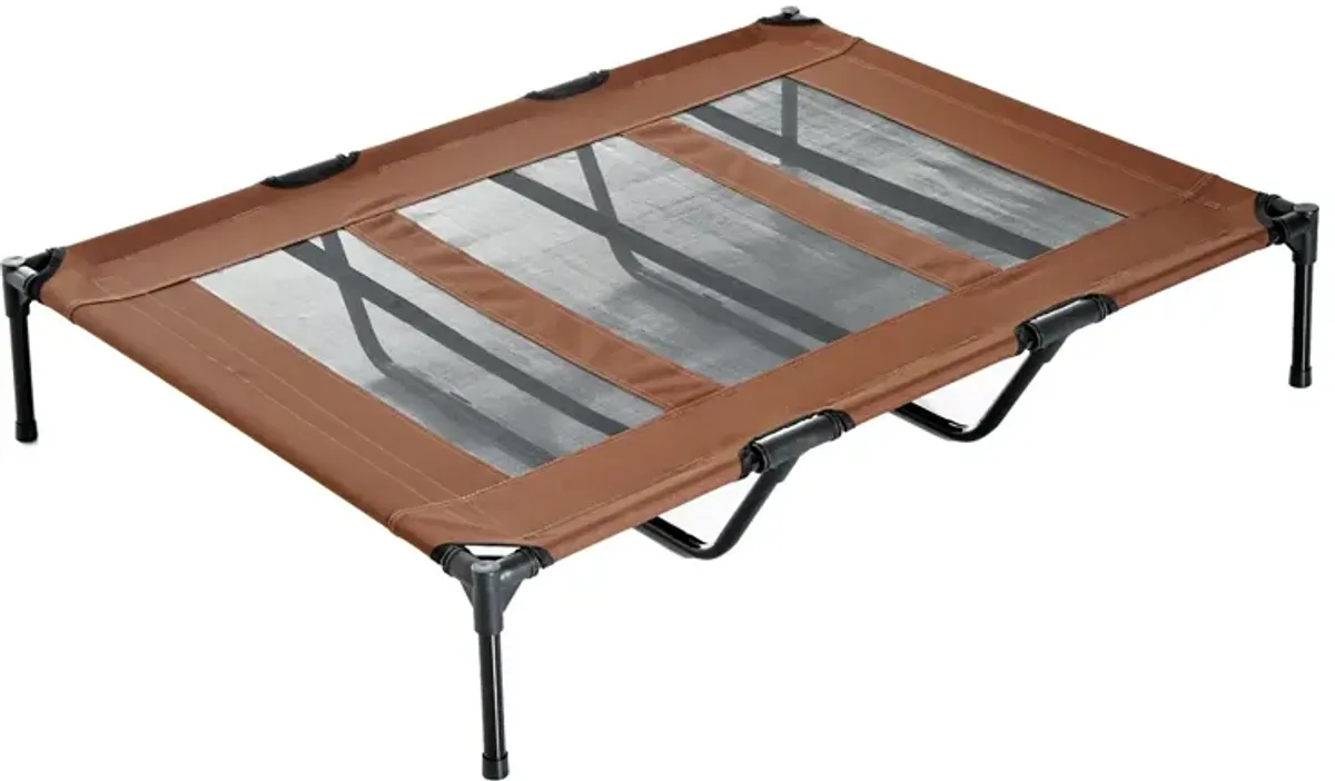 Tan Dog Lounger: 48"x36" Cooling Elevated Bed for Large Dogs