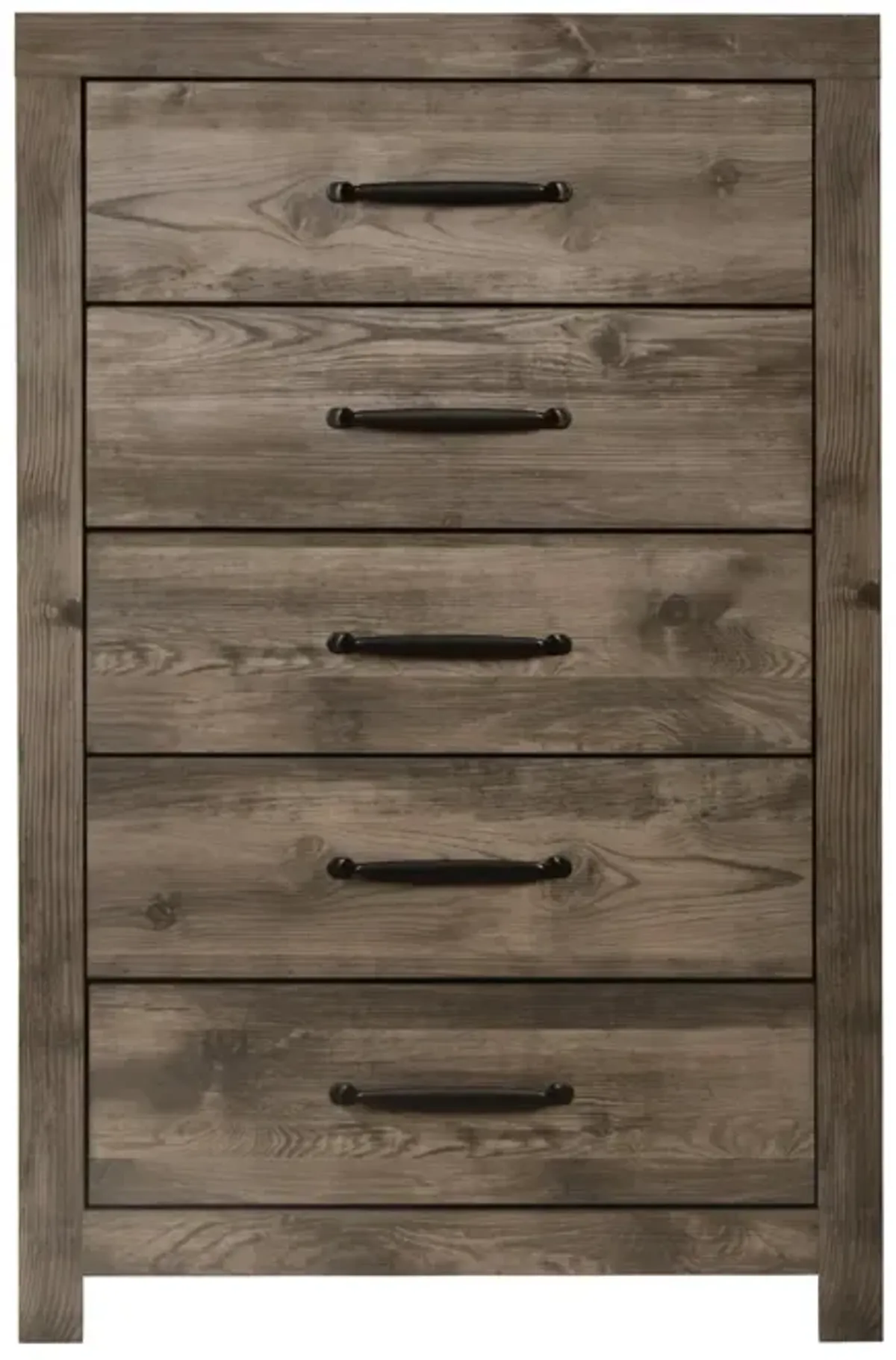 Benjara Ent 49 Inch Tall Dresser Chest, 5 Drawers with Black Handles, Greige Brown, Gray Beige