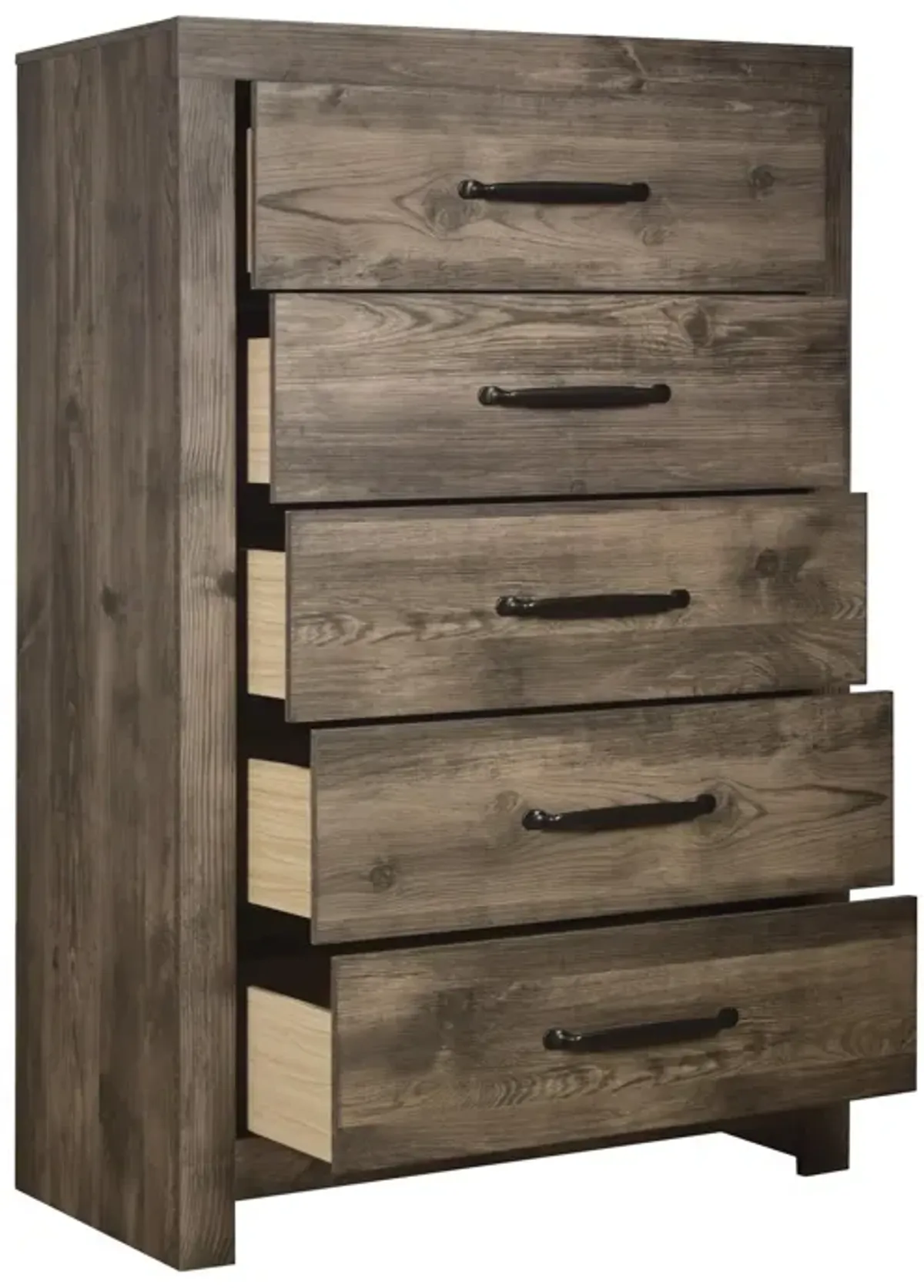 Benjara Ent 49 Inch Tall Dresser Chest, 5 Drawers with Black Handles, Greige Brown, Gray Beige