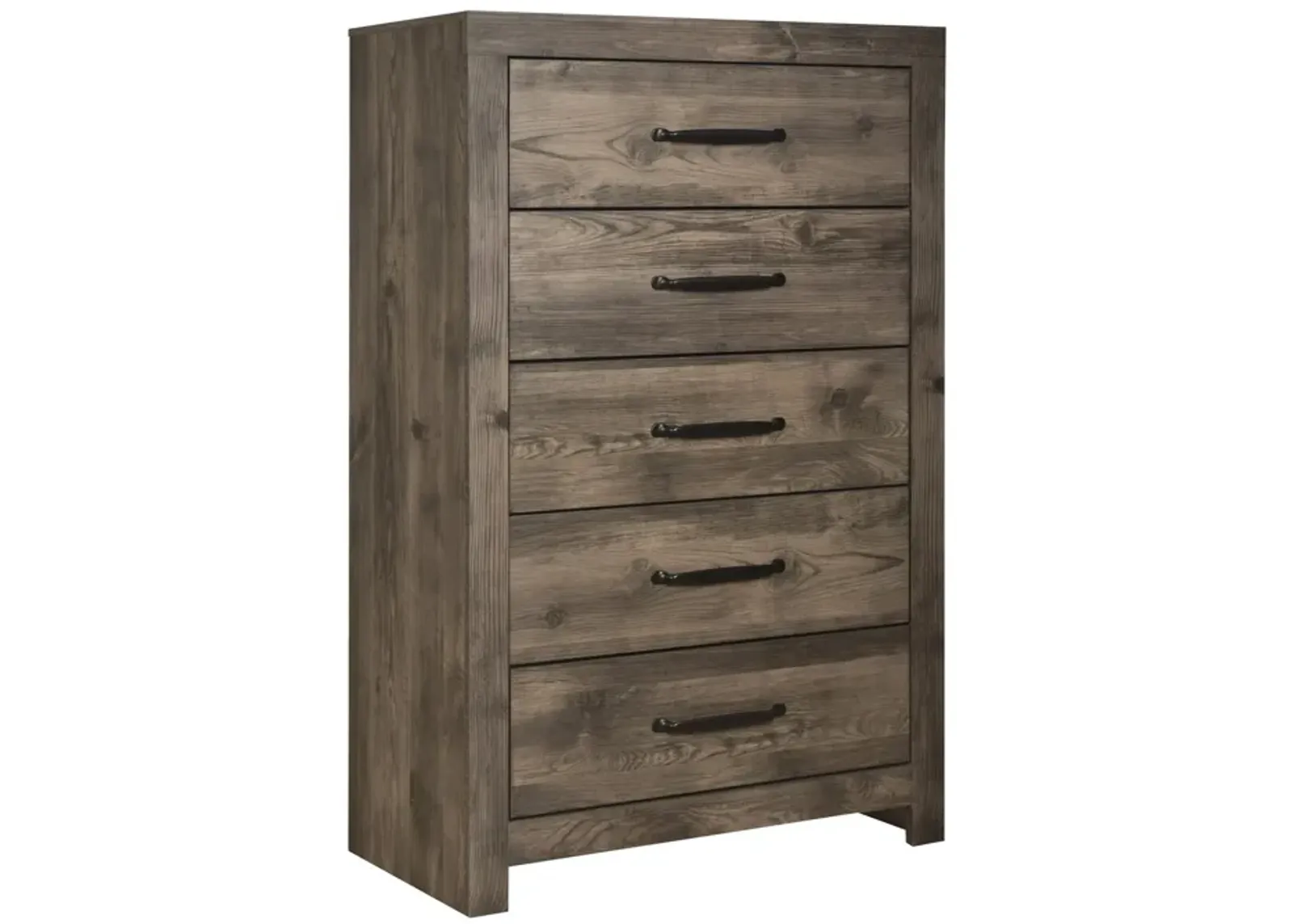 Benjara Ent 49 Inch Tall Dresser Chest, 5 Drawers with Black Handles, Greige Brown, Gray Beige