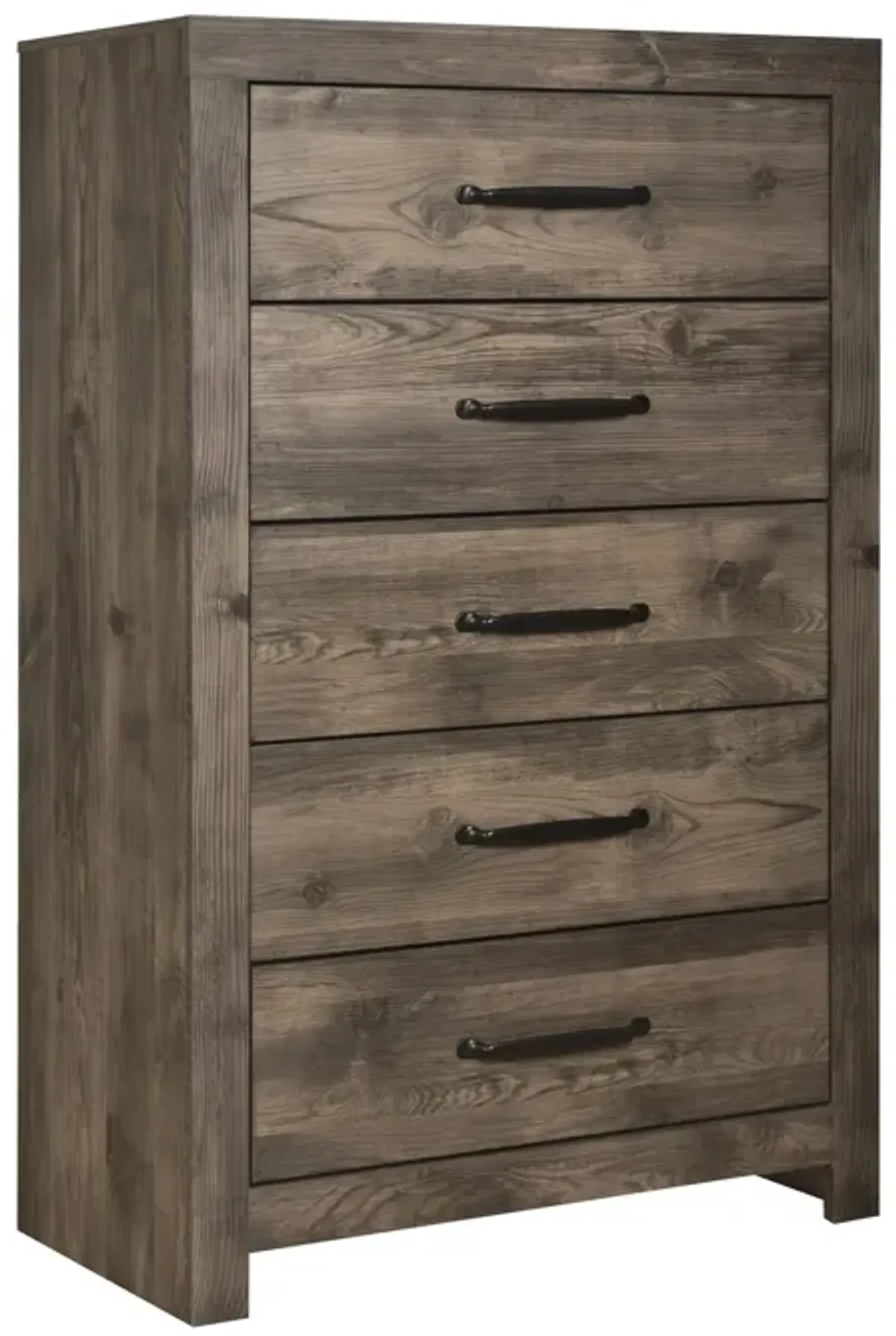 Benjara Ent 49 Inch Tall Dresser Chest, 5 Drawers with Black Handles, Greige Brown, Gray Beige