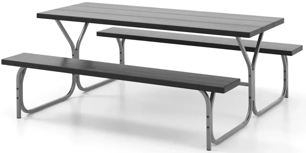 6 Feet Picnic Table Bench Set with HDPE Tabletop for 8 Person