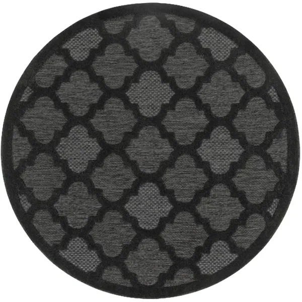 Easy Care NES01 Charcoal/Black 5' x Round Rug