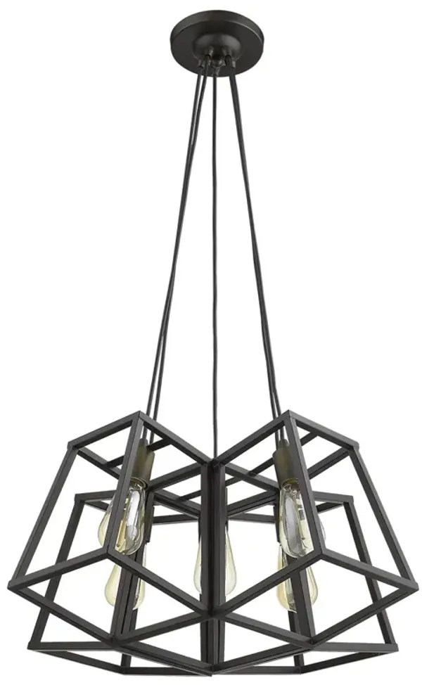 Hivvago Bronze Lantern Five Light Metal Dimmable Chandelier