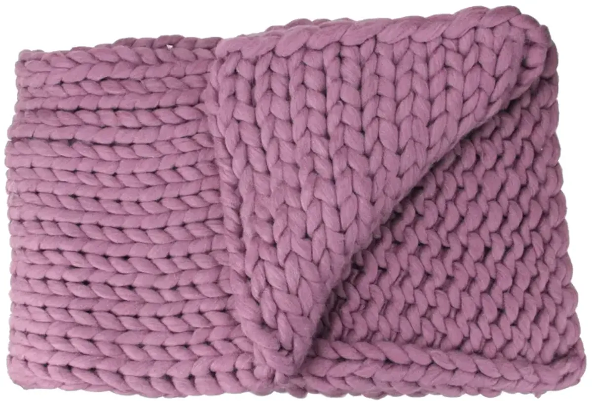 Mulberry Purple Cable Knit Plush Throw Blanket 50" x 60"