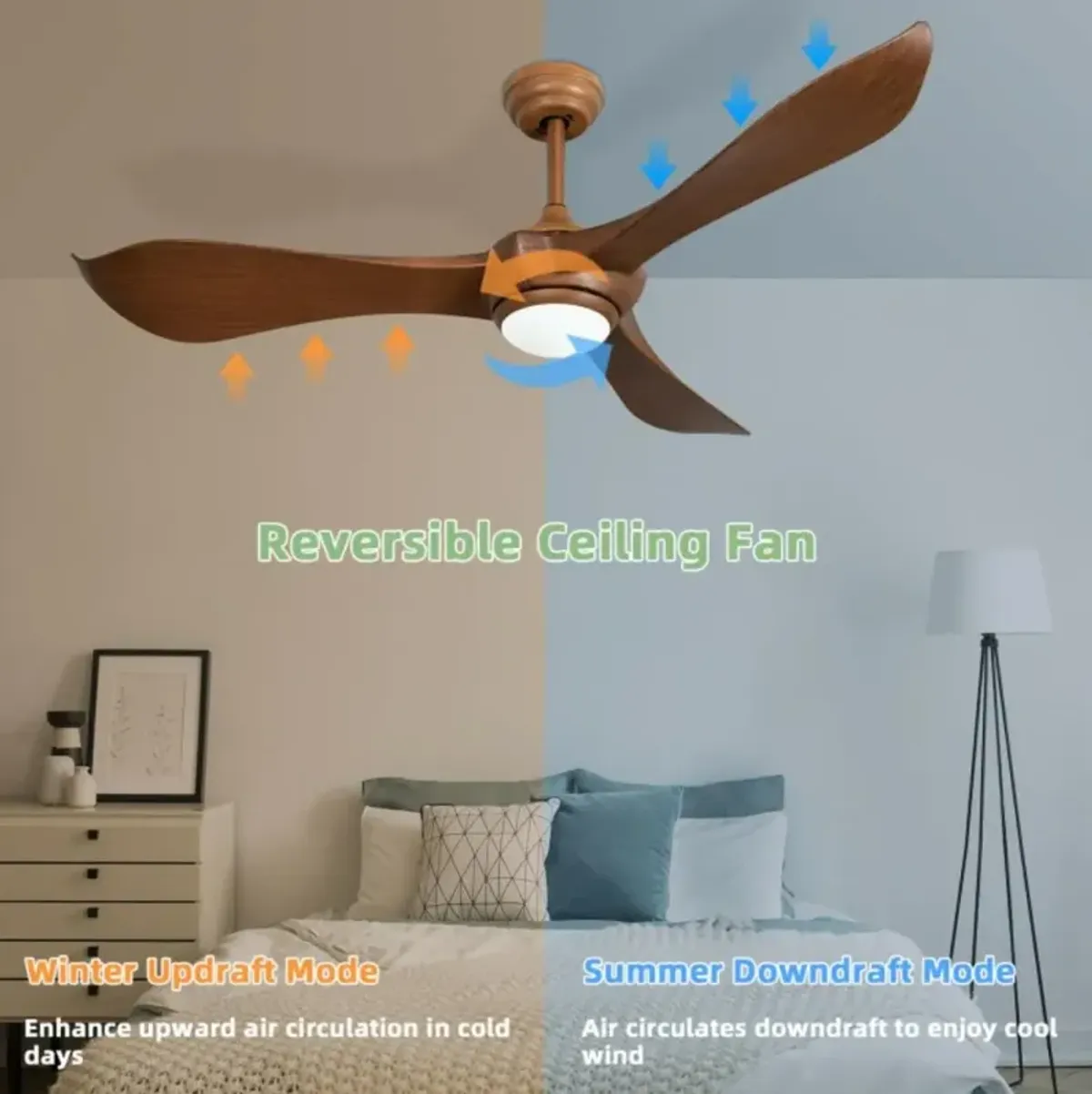 Hivvago 52 Inch Ceiling Fan with Light Reversible DC Motor