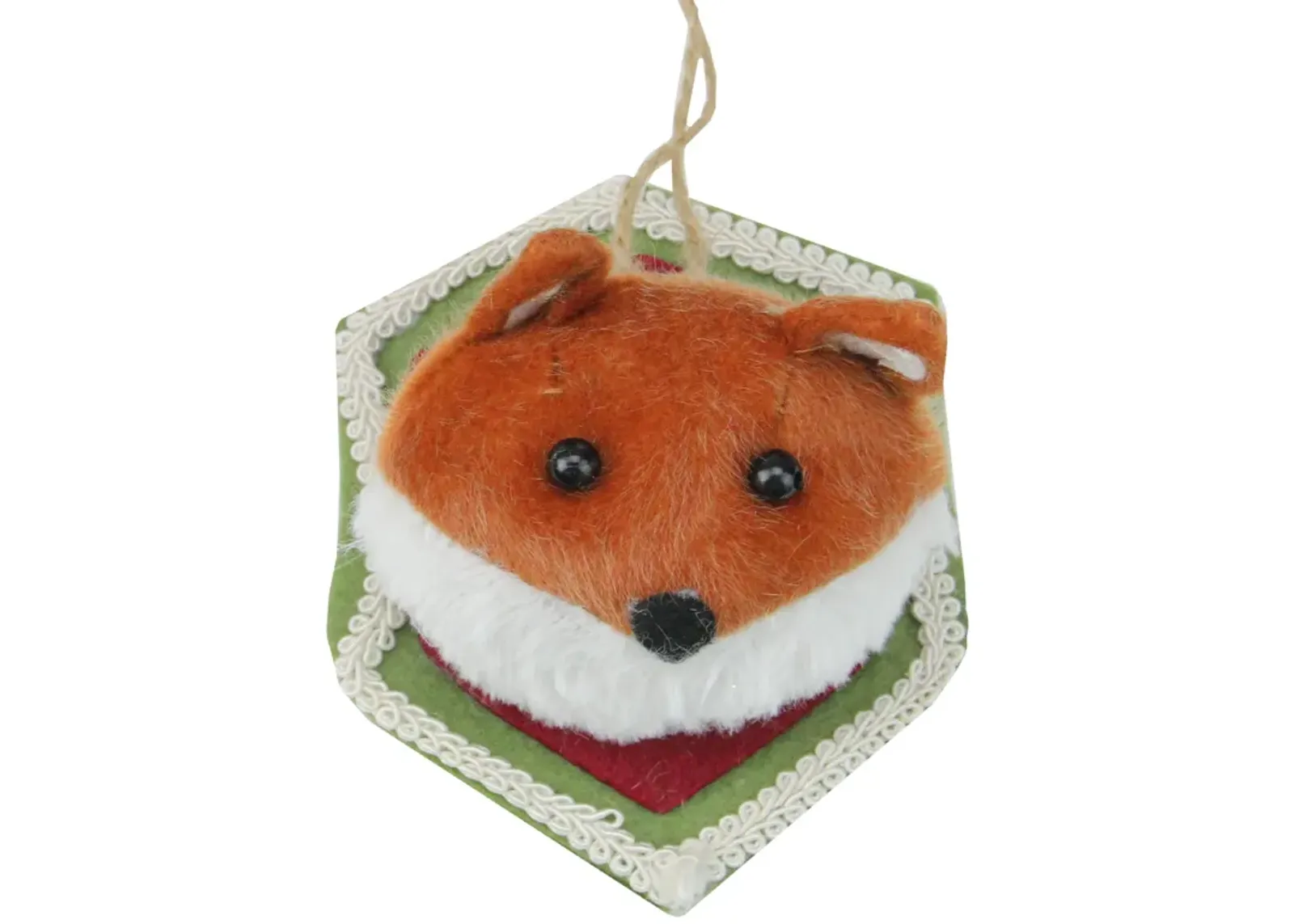 4.75" Brown and Cream Stuffed Fox Head Plaque Christmas Ornament