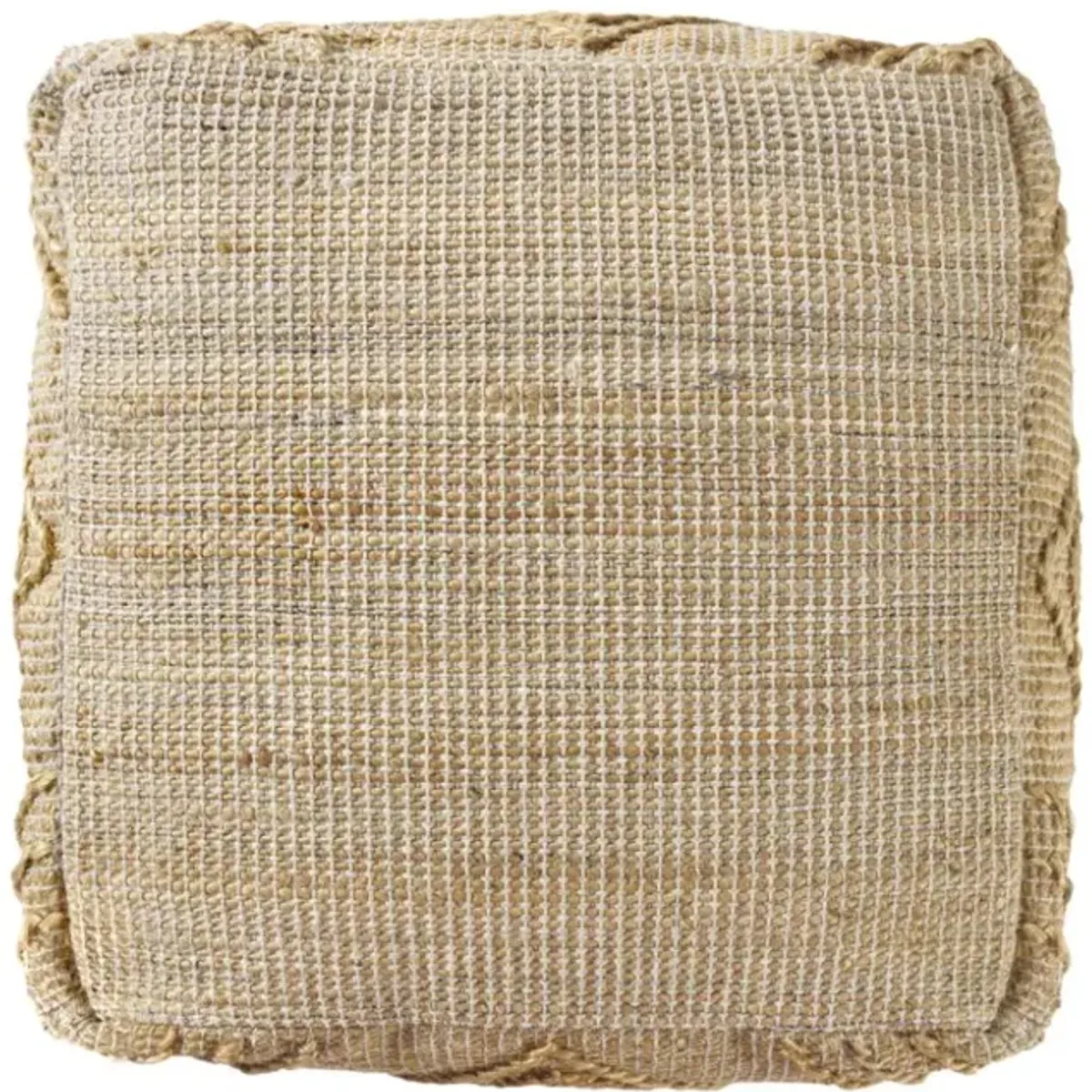 Hivvago 18 Inch Natural Jute Blend Cube Geometric Pouf Ottoman