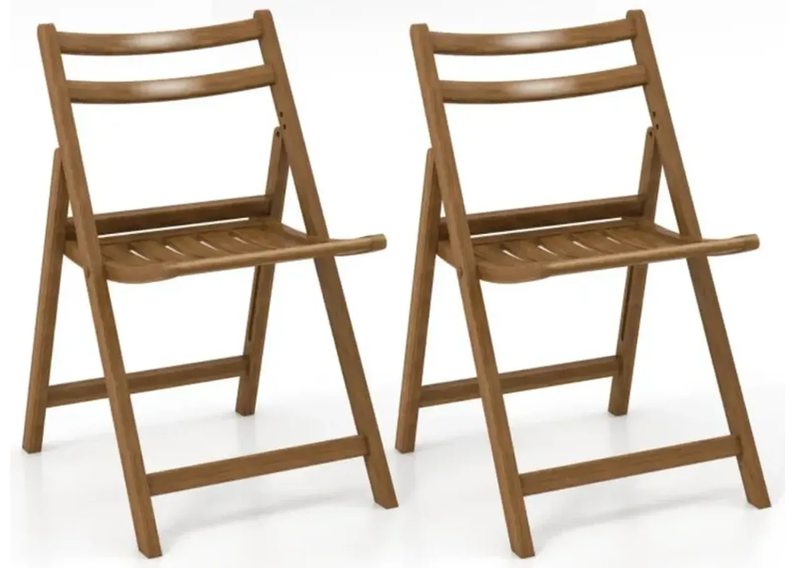 Hivvago Folding Dining Chair Set of 2 with Rubber Wood Frame and Slatted Seat