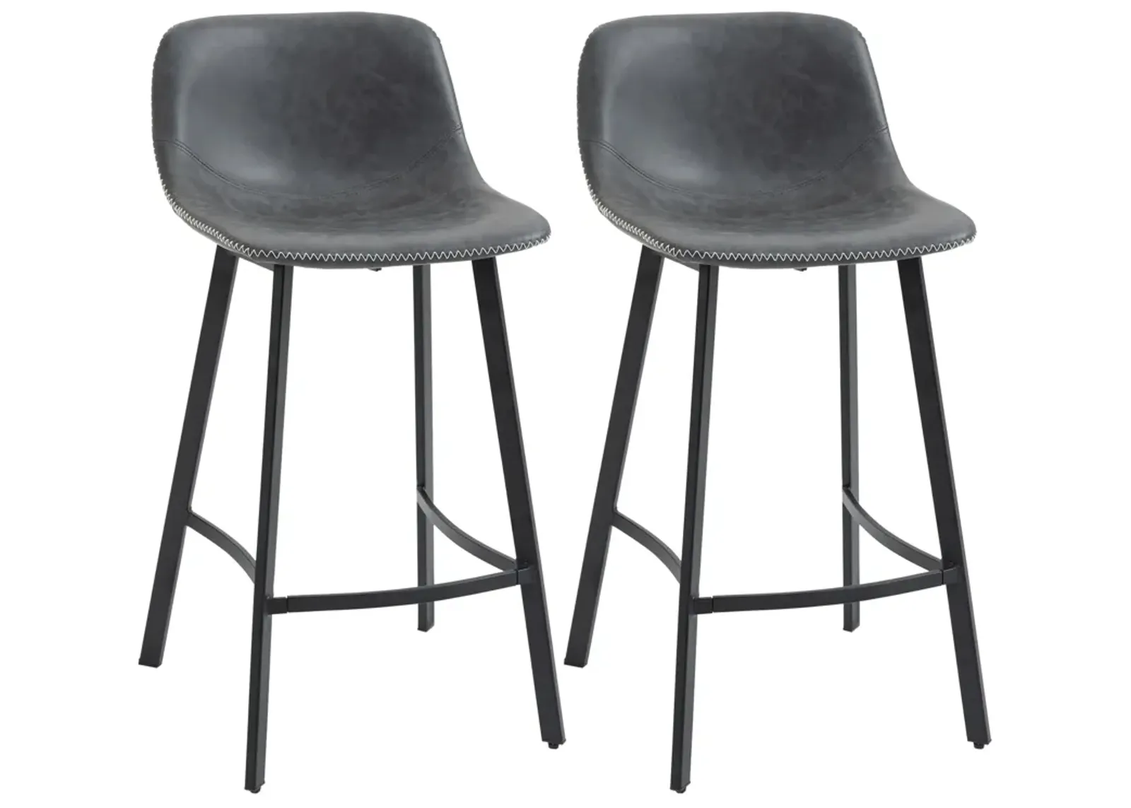 Gray Kitchen Perches: Set of 2 27.25" Industrial Bar Stools