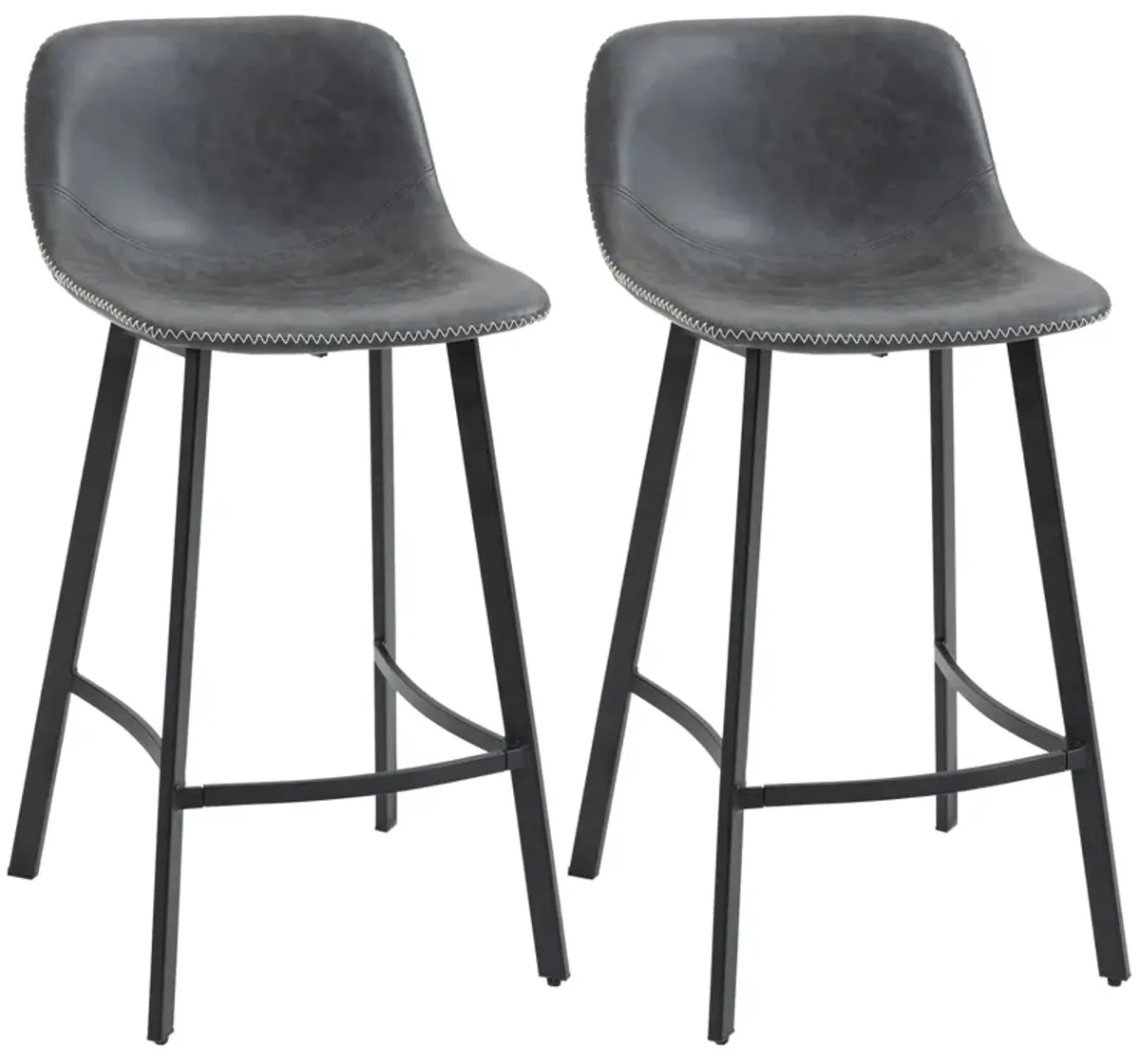 Gray Kitchen Perches: Set of 2 27.25" Industrial Bar Stools