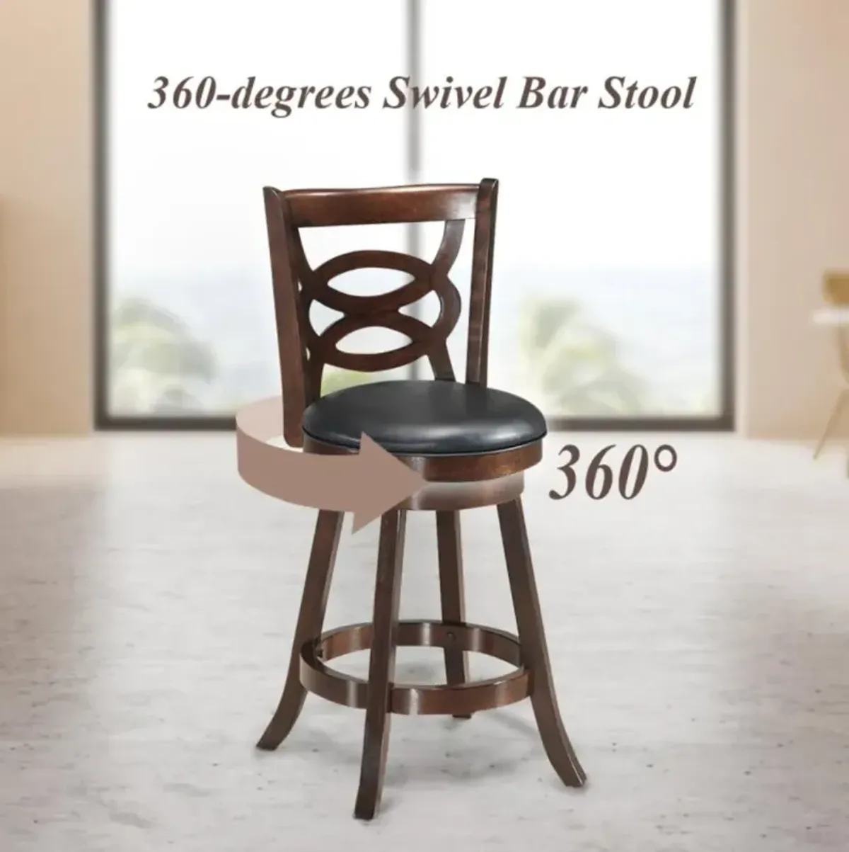 Hivvago 24/29 Inch Counter Height Upholstered Swivel Bar Stool with Cushion Seat