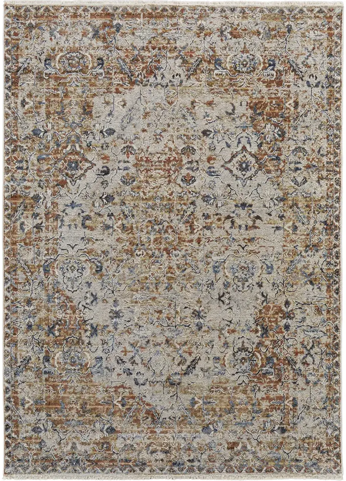 Kaia 39HVF Tan/Ivory/Orange 3' x 8' Rug