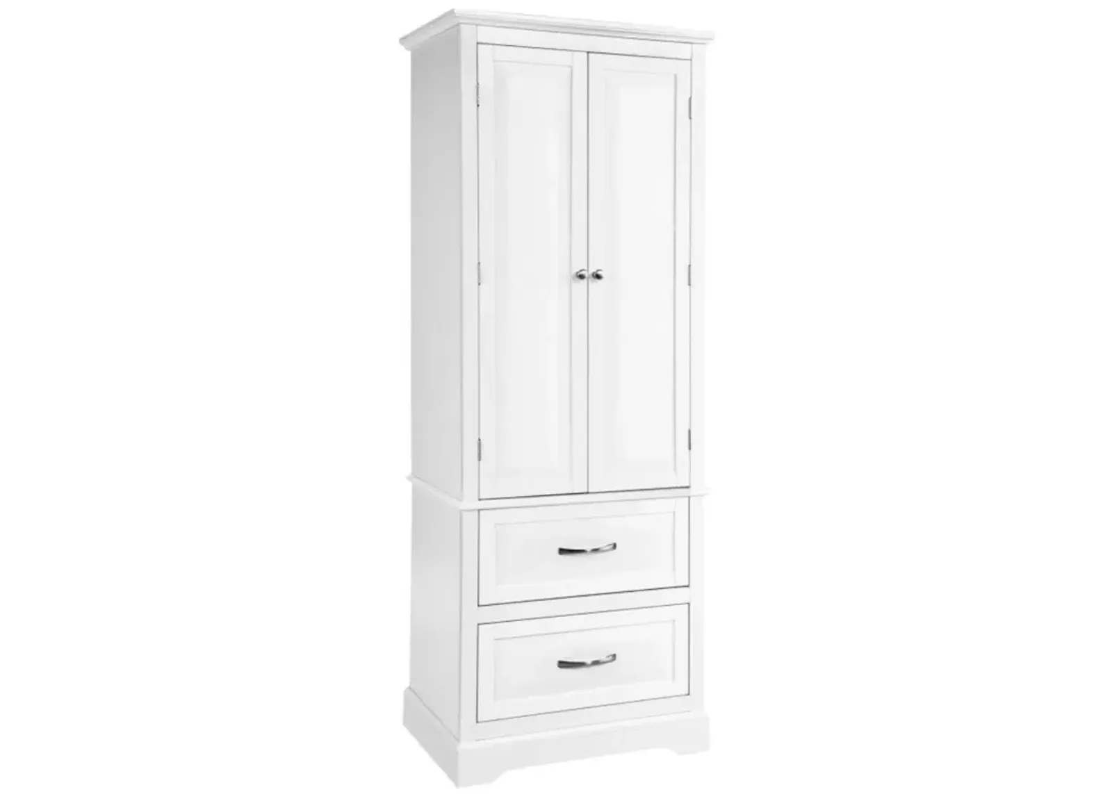 Hivvago 62 Inch Freestanding Bathroom Cabinet with Adjustable Shelves and 2 Drawers-White