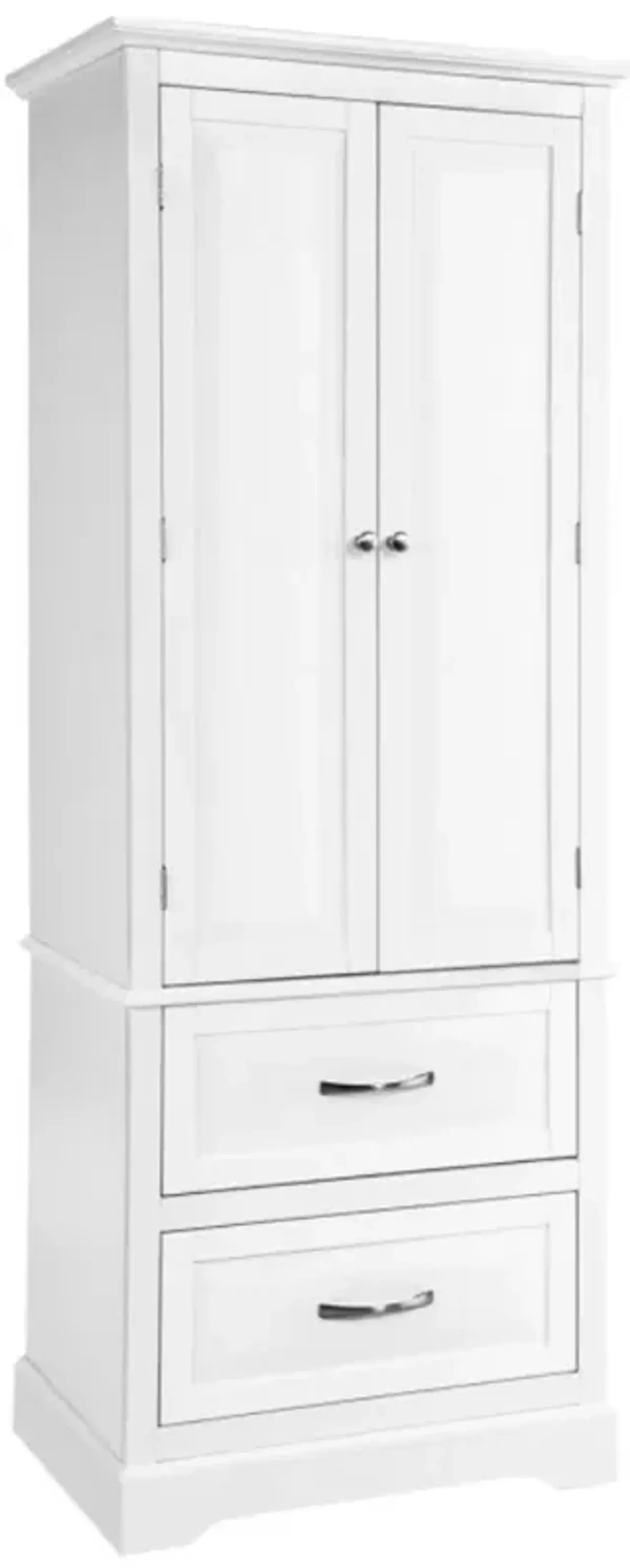 Hivvago 62 Inch Freestanding Bathroom Cabinet with Adjustable Shelves and 2 Drawers-White