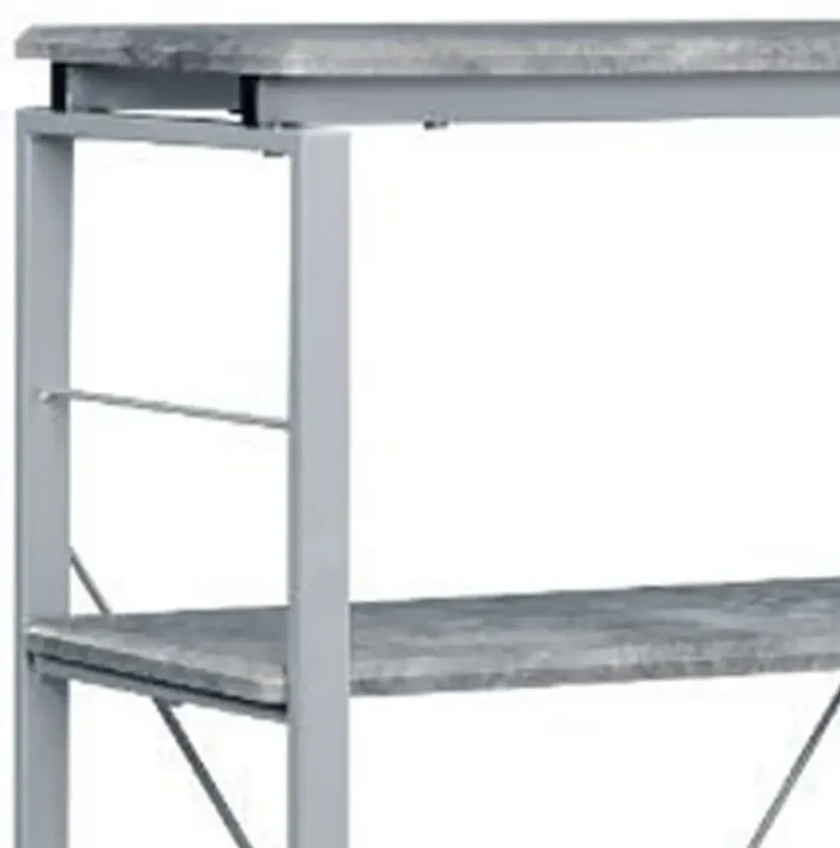 Industrial Bookshelf with 4 Shelves and Open Metal Frame, Silver and Gray-Benzara